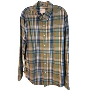 American Eagle Casual Button Down Earthy Tone Hues Plaid Preppy Academia  XL